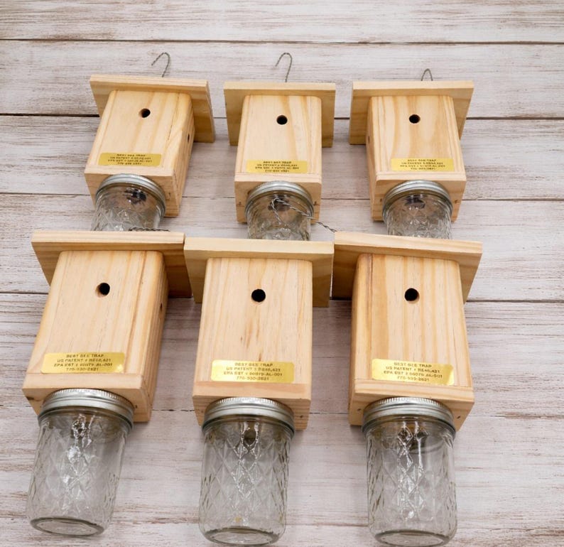 6-Handmade Carpenter Bee Trap – Chemical-Free Wood Boring Bee Solution - Set of 6 image 4