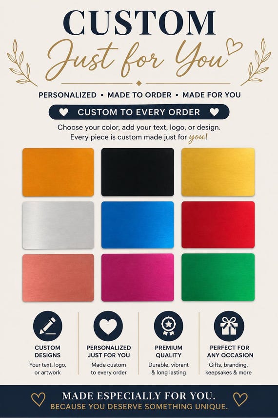Personalized Metal Card | Custom Engraved Card | Business Logo, Photo, QR Code & Text