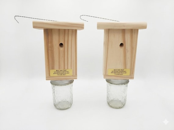 2-Handmade Carpenter Bee Trap – Chemical-Free Wood Boring Bee Solution - Set of 2