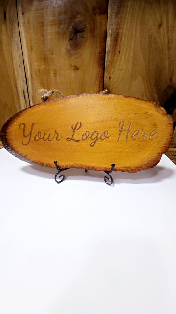 Custom Engraved Wood Sign-Personalized Logo, Business Name, or design-Rustic live Edge Sign
