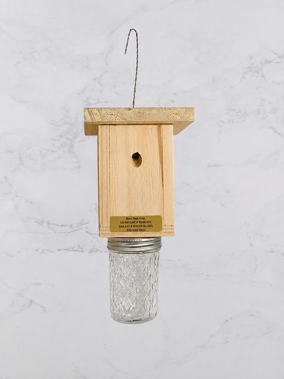 Carpenter Bee Trap, Hanging Bee Catcher, Reusable Mason Jar, Chemical Free
