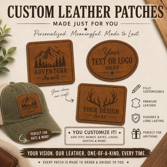Personalized Leather Patches | Custom Engraved Hat & Apparel Patches