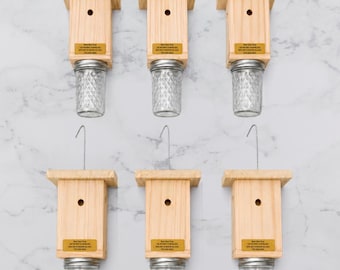 6-Handmade Carpenter Bee Trap – Chemical-Free Wood Boring Bee Solution - Set of 6
