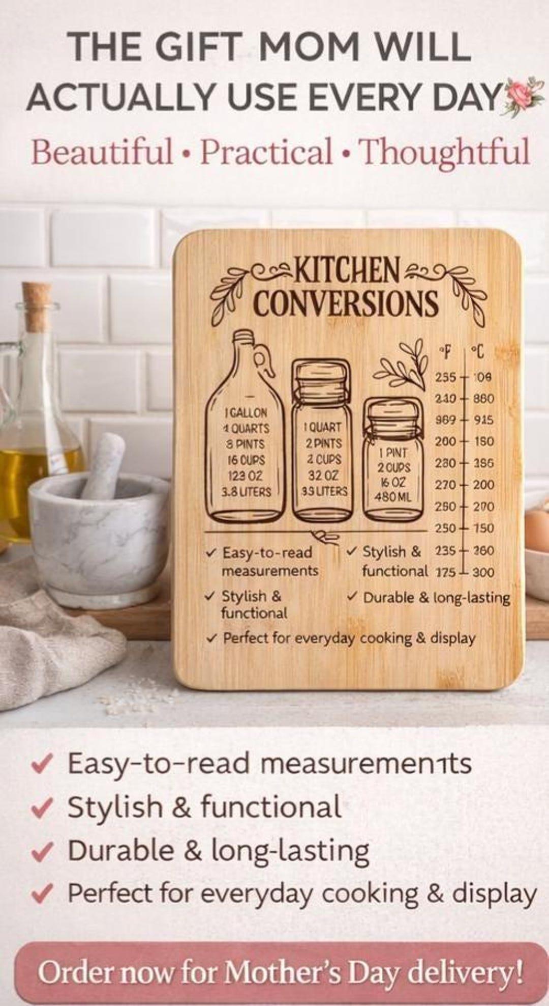 Cooking Conversion Board Engraved Kitchen Conversions Board – Essential Cooking Measurements - Etsy