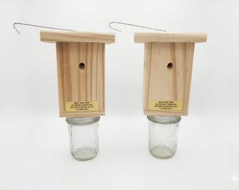 2-Handmade Carpenter Bee Trap - Chemical-Free Wood Boring Bee Control, Set of 2