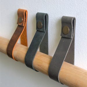 Leather wall strap ,leather strap hanger, leather wall hook, leather curtain rod holder