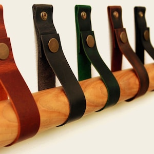 Leather Wall Strap Holder for Cornice, Paddle, Hats, Bags, Scarves, Keys