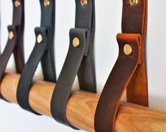Leather Wall Strap: Curtain Rod Holder, Decor Mounting
