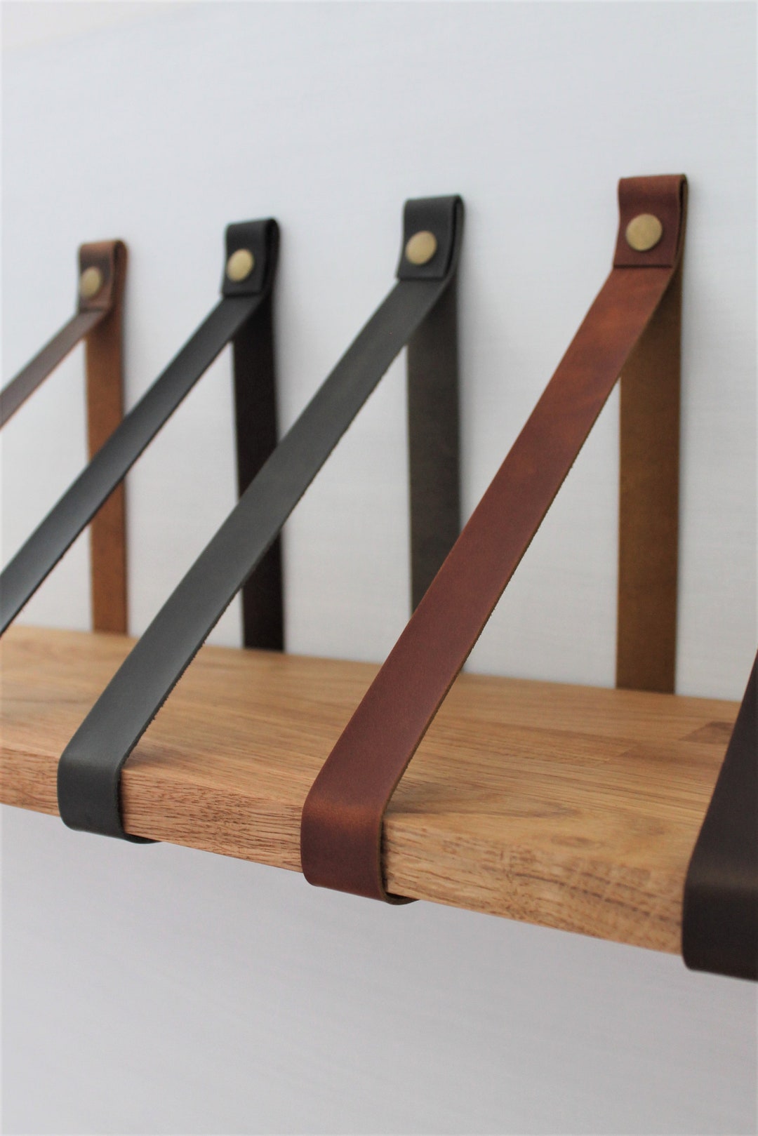 Leather Strap for Shelves, Leather Shelf Strap, Leather Wall Hanging