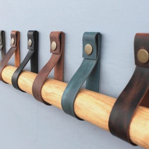 Leather Wall Strap, Leather Strap, Leather Strap Hanger, Leather wall hook