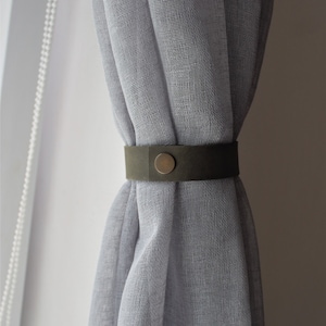 Minimalist Tie-Back, Leather Curtain Tie Back, Curtain Tie Back, Curtain drape holder, Leather Tieback Window Treatment