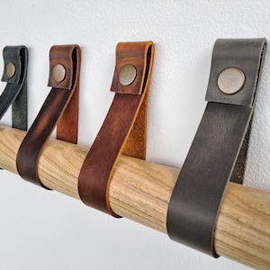 Leather Wall Strap, Leather Strap, Leather Strap Hanger, Leather wall hook