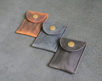 Leather coin pouch, Small leather coin purse, leather change purse