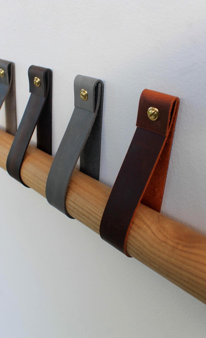 Minimalist Leather Strap Wall Decor Hanger | Modern Hanging Bracket Holder for Art image 2