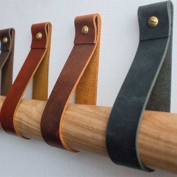 Leather Wall Strap, Leather Strap, Leather Strap Hanger, Leather wall hook