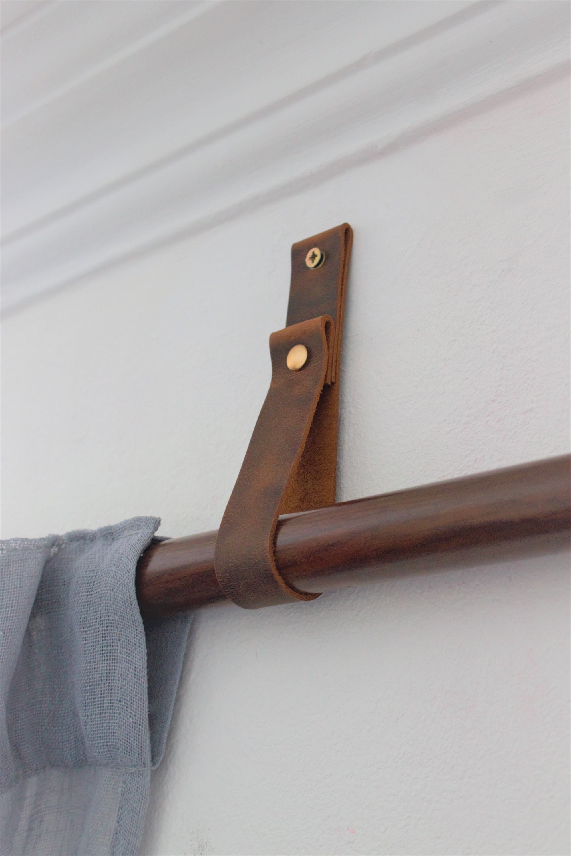 Leather Ceiling Straps Hanging Dowel Holder Clothing Rack Rod