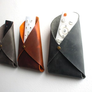 Genuine Leather Remote Holder, Wall Mount Organizer Pocket