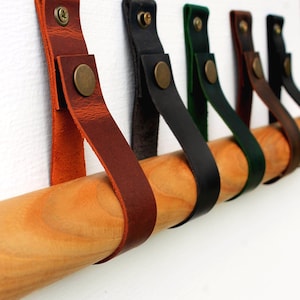 Leather Wall Strap Holder for Cornice, Paddle, Hats, Bags, Scarves, Keys