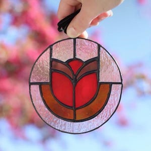 Tulip Flower Stained Glass Sun Catcher