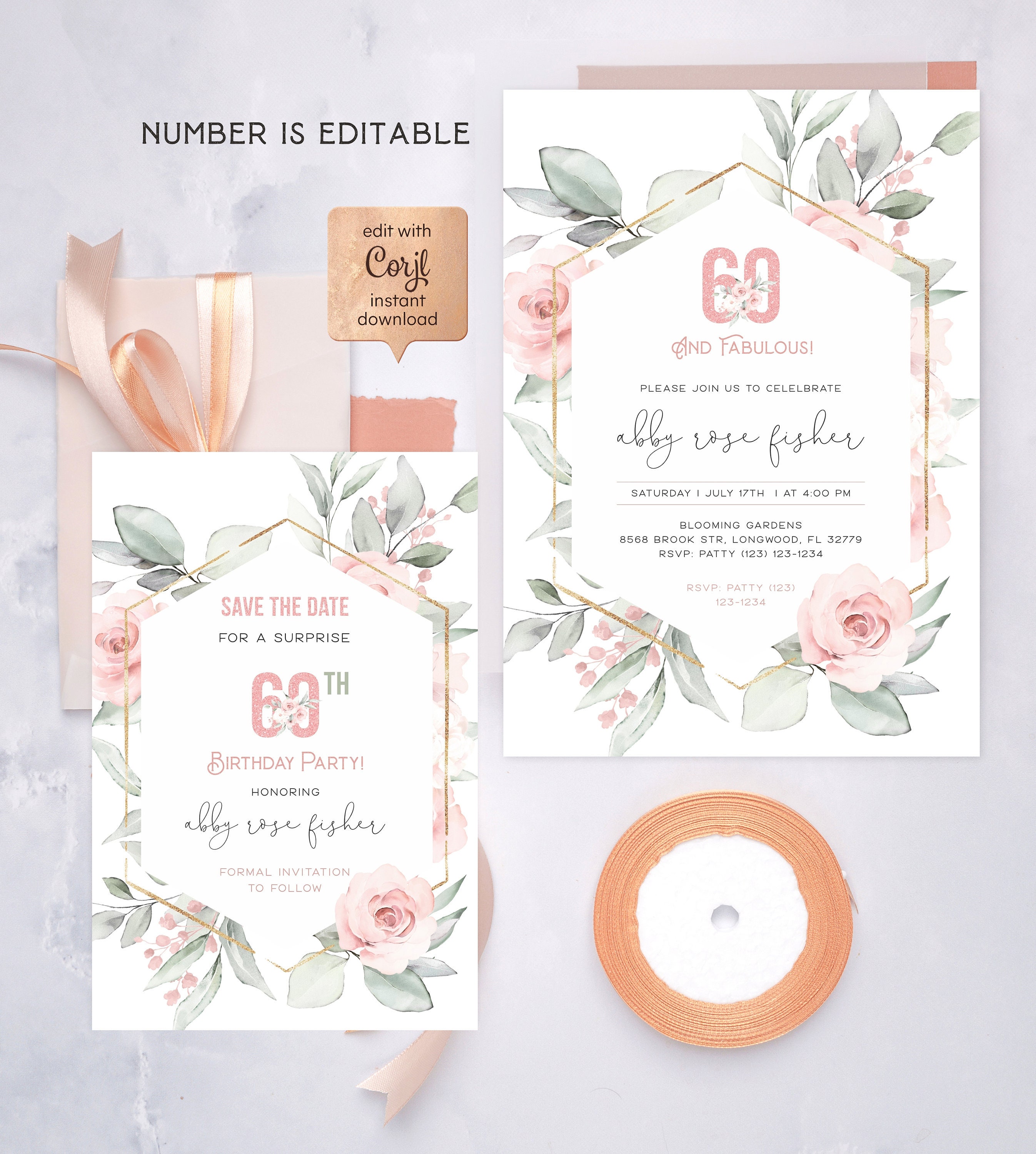60 and Fabulous Birthday Invitation and Save the Date 60th | Etsy