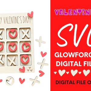 Valentine's Tik Tak Toe SVG File | Glowforge SVG | Glowforge Tested | Valentine's | Last Minute Gift | SVG | Digital File |