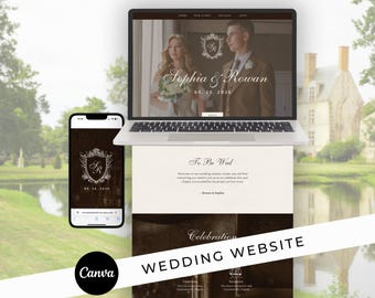 Wedding Website Template Old Money Wedding Site Garden Party Invitation Canva Template Digital Wedding Invite with RSVP (digital download)