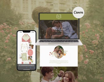Wildflower Wedding Website: Whimsical Garden Canva Wedding Website Template with RSVP  (Digital Download)