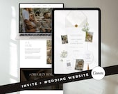 Ivory Wedding Website Template and Digital Invitation with RSVP, Editable Canva Template  (Digital Download)