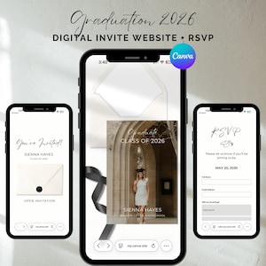 Graduation Invitation Class of 2026, Graduation Party Invitation Canva Website, Graduation Announcement, Digital Invitation Evite with RSVP