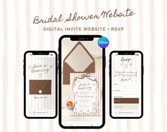 Love is Brewing Bridal Shower Invitation Template, Bridal Shower Website, Coffee Save the Date Digital, Bridal Brunch Invite with RSVP