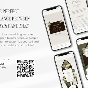 Oude geld bruiloft website sjabloon bruine bruiloft uitnodiging luxe groene digitale uitnodiging elegante bewaar deze datum met RSVP (digitale download) afbeelding 3