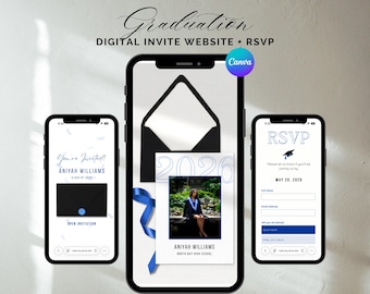 Blue Graduation Invitation Class of 2026, Graduation Party Invitation Canva Website, Graduation Announcement, Digital Ceremony Invite RSVP