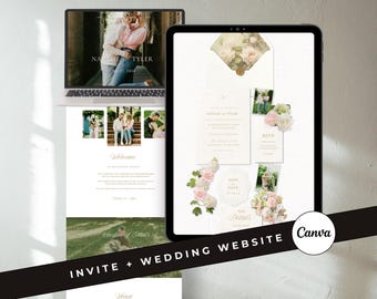 Wedding Website, Old Money Wedding Website, Floral Digital Invitation, Digital Wedding Invite, Save the Date Digital (Digital Download)