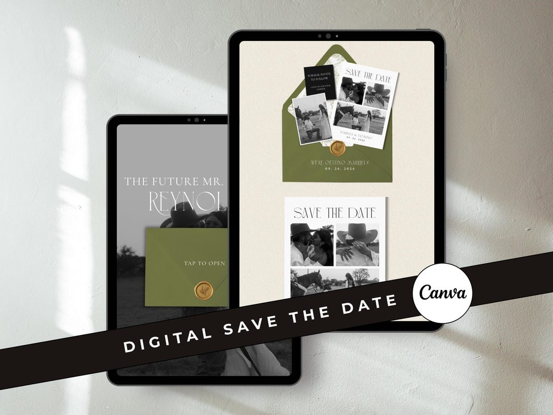 Modern Digital Save the Date Template Editable Canva Wedding Save the