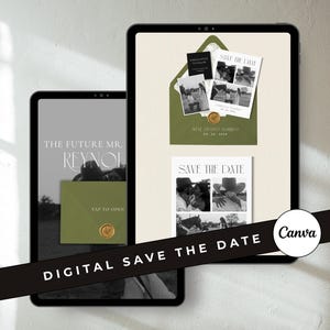Modello moderno per Save the Date digitale: modello modificabile per Save the Date di nozze su Canva (download digitale)