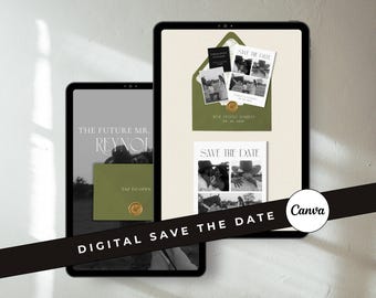 Modern Digital Save the Date Template: Editable Canva Wedding Save the Date Template (Digital Download)