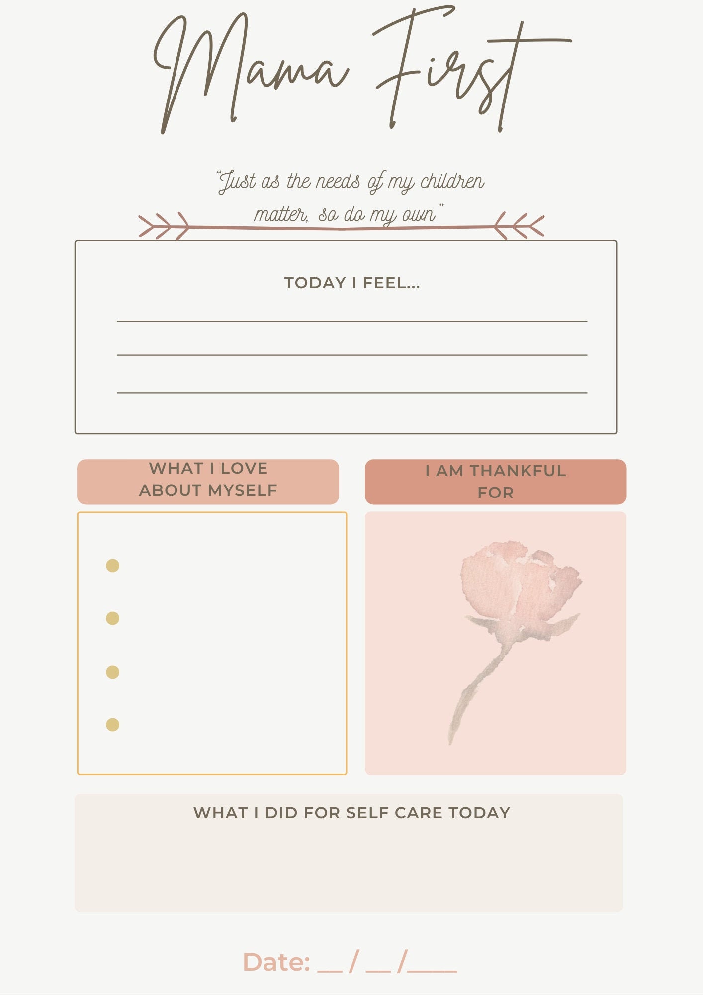 Mamafirst Daily Gratitude Journal Template for Moms and - Etsy