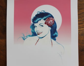 Wow Bettie Page by Dave Stevens Open Edition Print