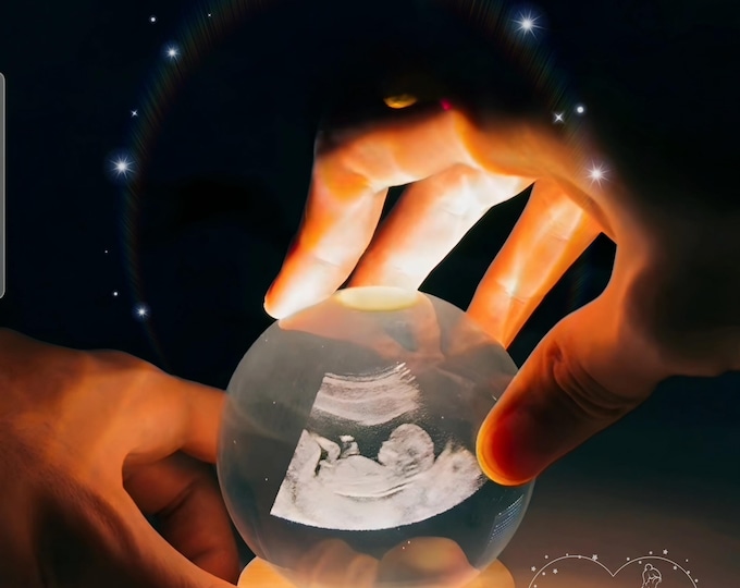 Featured listing image: Illuminated Crystal Ball with 3D Ultrasound - Glass Sphere - Baby Shower Gifts - Home Decor - Baby's First Keepsake