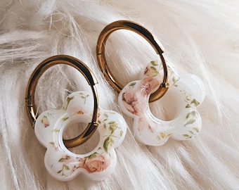 Boucles d'oreilles Fleurs Lait Maternel - Bijou Unique Printemps - Souvenir Allaitement - Bijoux de grossesse - femme enceinte