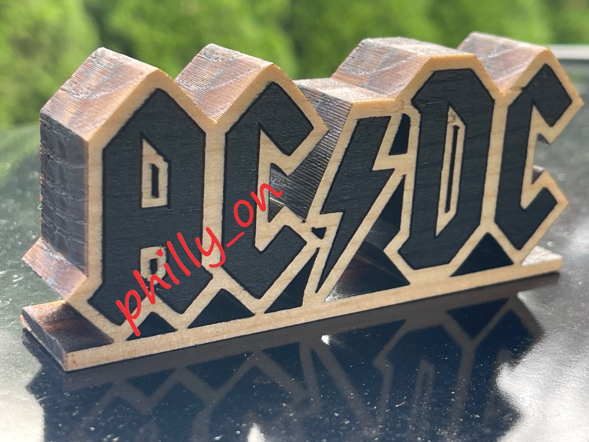 AC/DC Logo Wood Stand Sign 3.75