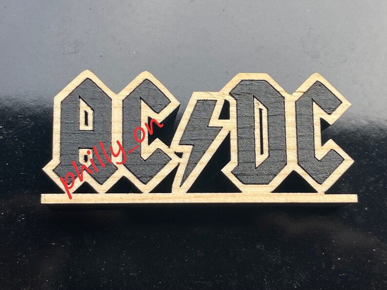 AC/DC Logo Wood Stand Sign 3.75