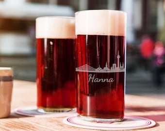 Gepersonaliseerd Altbierglas | Gravure skyline Düsseldorf