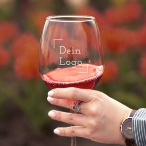 Wine glass with custom logo engraving