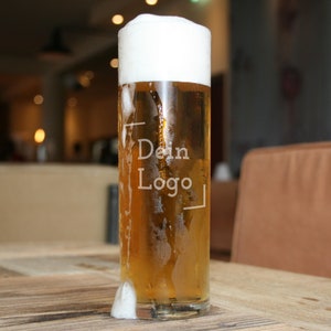 Custom Kölsch glass with your own engraved logo / clubs, companies, restaurants, personalized gift idea