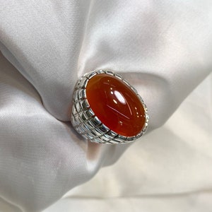 Natürlicher roter Achat Herrenring Silber 925 Handgemachter Gutsring roter Karneol Herrenring Aqeeq Ring Aqeeq Ring Aqeeq Ring Herrenring