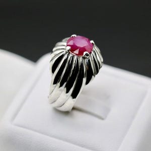 Natural Ruby Mens Ruby Ring Sterling Silver 925 Engraved Ruby Yaqoot Ring Band July Birthstone Man Gift Ring Ruby Artisan Jewellery