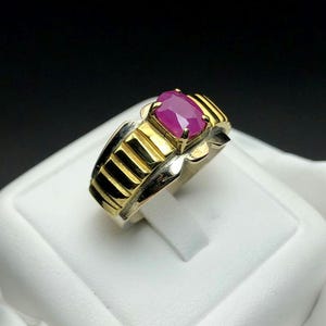 Natural Ruby Ring Sterling Silver 925 Mens Real Ruby Gold Band Yaqoot Yakut Man Gift Ring July Birthstone Ruby Band Artisan Jewellery