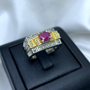 Natural Ruby Mens Ruby Ring Sterling Silver 925 Engraved Ruby Yaqoot Ring Band July Birthstone Man Gift Ring Ruby Artisan Jewellery
