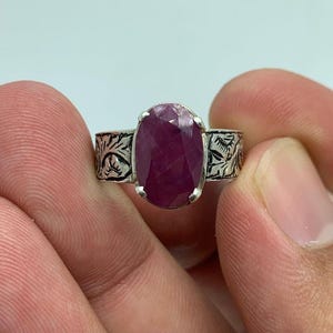Mens Womens Natural Ruby Ring Unheated Untreated Real Ruby Sterling Silver 925 Handmade Unisex Man Woman Ring July Birthstone Yaqoot Ring